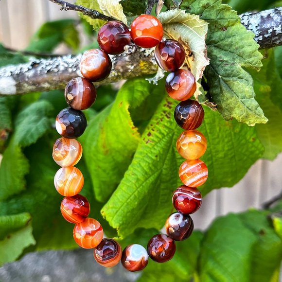 Striped Agate Gemstone Bracelet Handmade - Picture 4 of 4